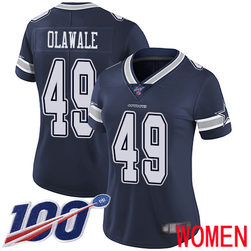 Women Dallas Cowboys Limited Navy Blue Jamize Olawale Home 49 100th Season Vapor Untouchable NFL Jersey